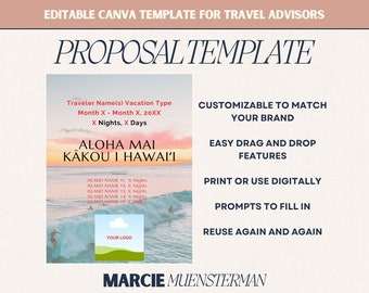 Hawaiian Islands Proposal Template for Travel Agents | Canva Template | Travel Advisor Templates | Editable Proposal Template