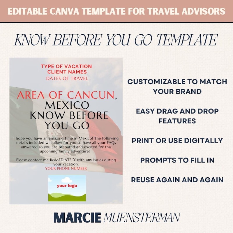 Editable Canva Template Travel Agent - Etsy