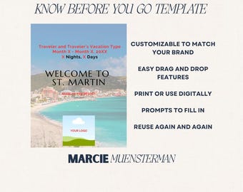 St. Martin/Sint Maarten Know Before Your Go Template for Travel Agents | Canva Template| Travel Advisor Templates | Editable Travel Template