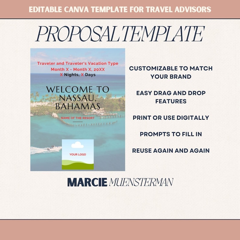 Nassau All Inclusive Proposal Template for Travel Agents Canva Template Travel Advisor Templates