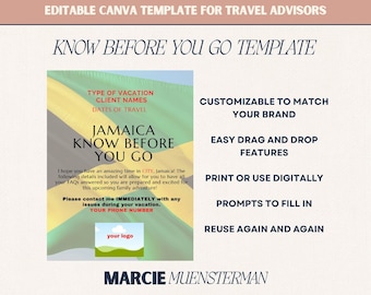 Jamaica Know Before Your Go Template for Travel Agents | Canva Template | Travel Advisor Templates | Editable Travel Template