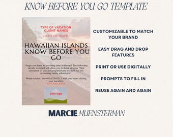 Hawaiian Know Before You Go Template for Travel Agents | Canva Template | Travel Advisor Templates | Editable Travel Template