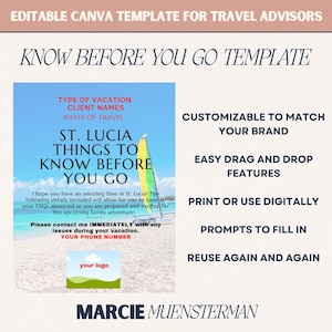 St. Lucia Know Before You Go Template for Travel Agents | Canva Template | Travel Advisor Templates | Editable Travel Template