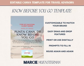 Punta Cana Know Before Your Go Template for Travel Agents | Canva Template | Travel Advisor Templates | Editable Travel Template