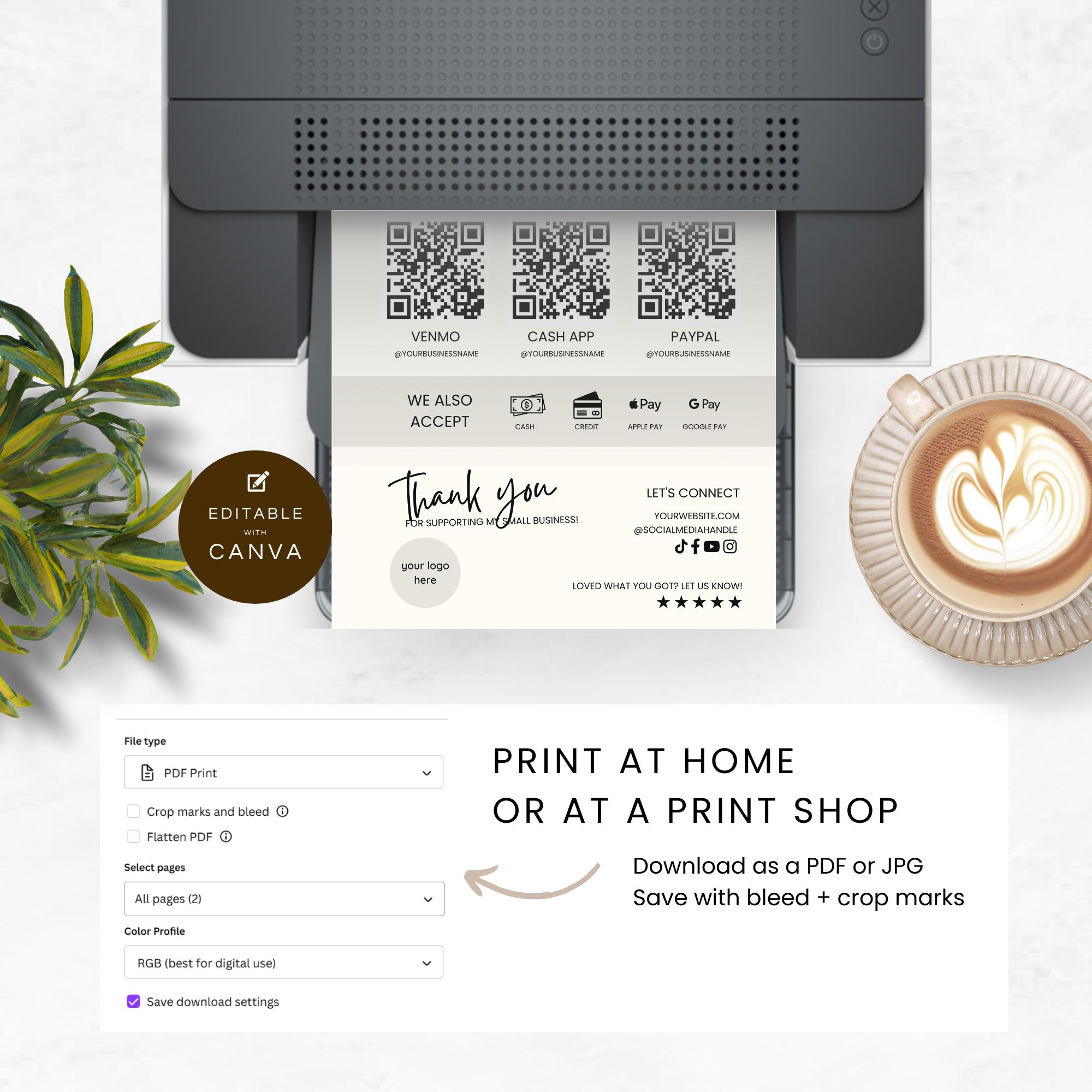 Scan to Pay Sign Template, QR Code Sign for Small Business, Editable ...