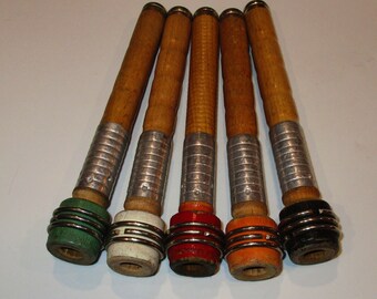 5 Wooden Quill Bobbins, Industrial Textile Thread Yarn Spools