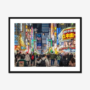 Arte de parede de Tóquio Japão, impressão de arte de Godzilla Road, fotografia noturna de Shinjuku, impressão de foto emoldurada de paisagem urbana de Tóquio, decoração de casa de cultura japonesa