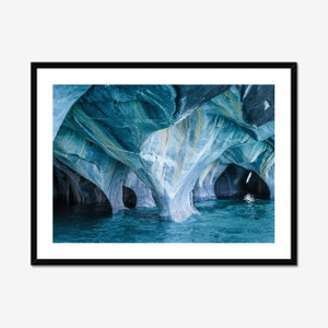 Marble Caves Fine Art Print, Patagonia Chile Travel Photography, Rock Formations Framed Wall Art, Blue Home Decor, Unique Art Photo Gift