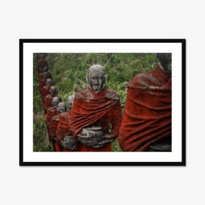Myanmar Fine Art Print, Burma Travel Photography, Buddhist Themed Home Decor, Monk Statues Framed Wall Art, Burma Unique Photo Gift