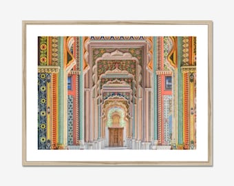 Stampa artistica di Jaipur, India, architettura colorata del Rajasthan, porta Patrika