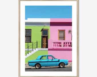 Bo Kaap Art Print, Cape Town Photography, Colorful Car Poster