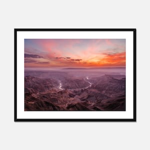 Fish River Canyon-tryck, Namibias solnedgångslandskapsfotografi, Afrikansk väggkonst