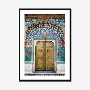 Indian Door Wall Art, Jaipur City Hall Fine Art Photo, Rajasthan India Travel Poster, Framed or Unframed Print, Very Large Art Gift for Her
