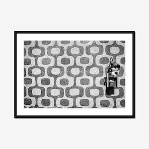 Ipanema Beach Fine Art Print, Rio de Janeiro reisfotografie, mozaïek trottoir kunst aan de muur, zwart-wit Home Office Decor, Brazilië artwork