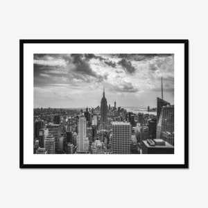 New York City Wall Art Black and White photo Empire State Building NYC Artwork, Manhattan Cityscape Fine Art Print, Framed Poster Home Decor