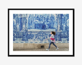 Porto Portugal Photo Print, Azulejo Tile Wall Art, Framed or Unframed