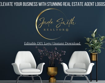 100+ DIY Logos For Realtors | Editable Logos, Gold Realtor Logos, Real Estate Logos, Elegant Realtor Logo, Minimalist Logo, Instant Download