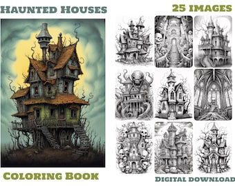 Manor of Mystery - 25 Haunted House Scenes Adult Horror Coloring Book