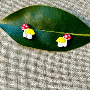 Handmade Mushroom Stud Earrings: Polymer Clay Cottagecore Jewelry