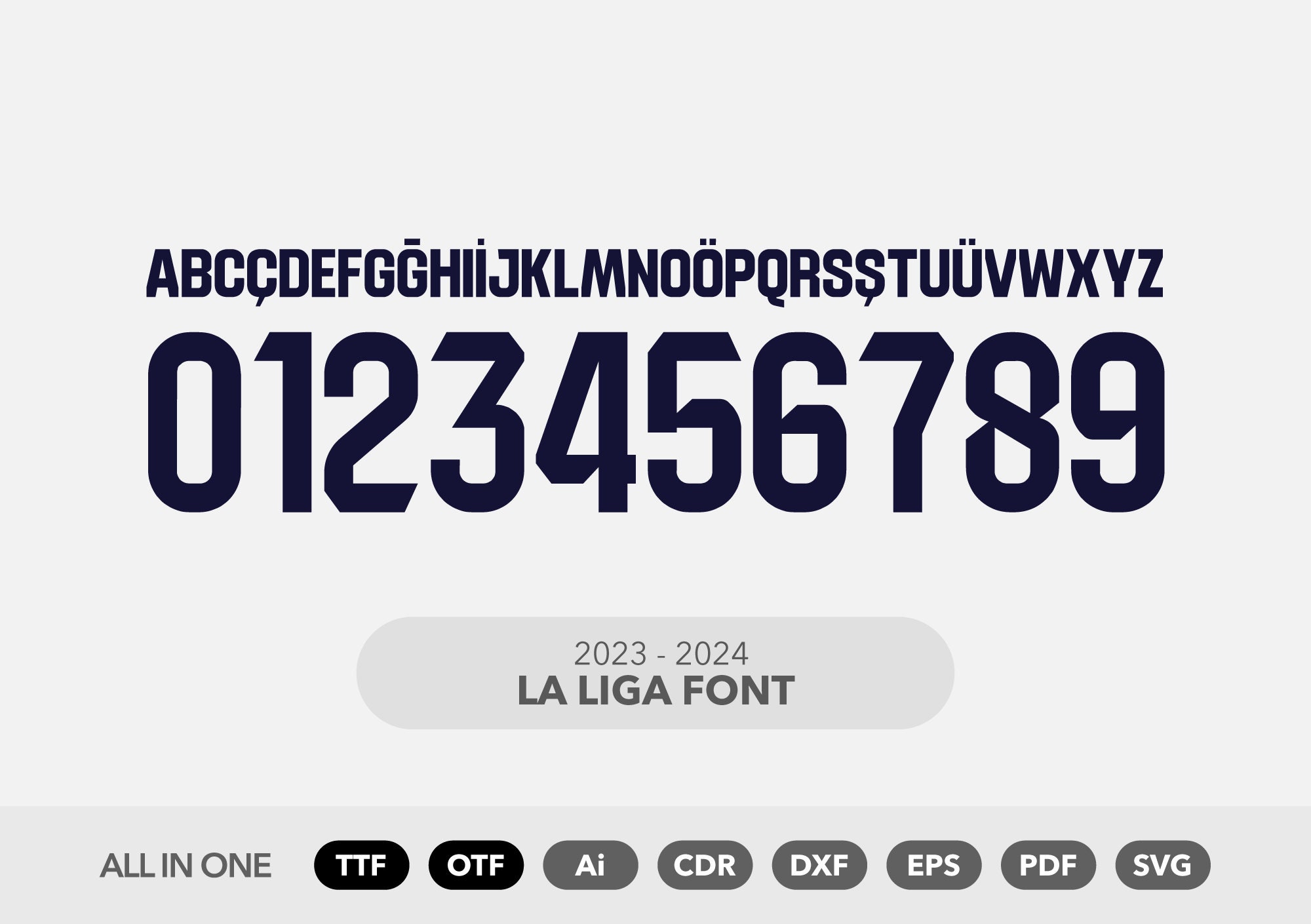 Buy La Liga 20232024 Font for Football Shirt TTF OTF Ai Cdr Online in