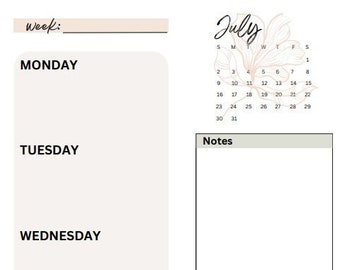 Weekly Planner 2023, Floral and Minimalist Planner, Digital Planner, School Notes, Work Notes