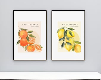 Set of 2 - Citrus Wall Art |  Botanical Wall Art | Digital Download Printable