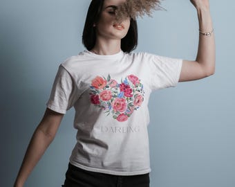 Darling Floral: diseño SVG PNG: tipografía llamativa "DARLING", arte para camisetas de inspiración retro, descarga digital instantánea