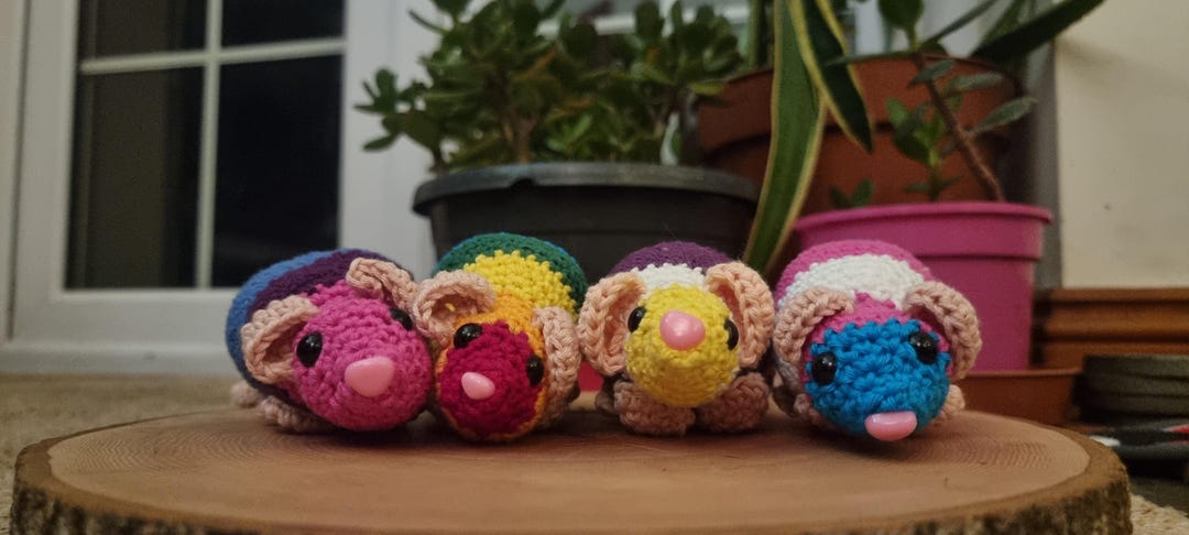 Made-to-order Handmade Custom Crochet Pride Rats: Rainbow, Bisexual ...