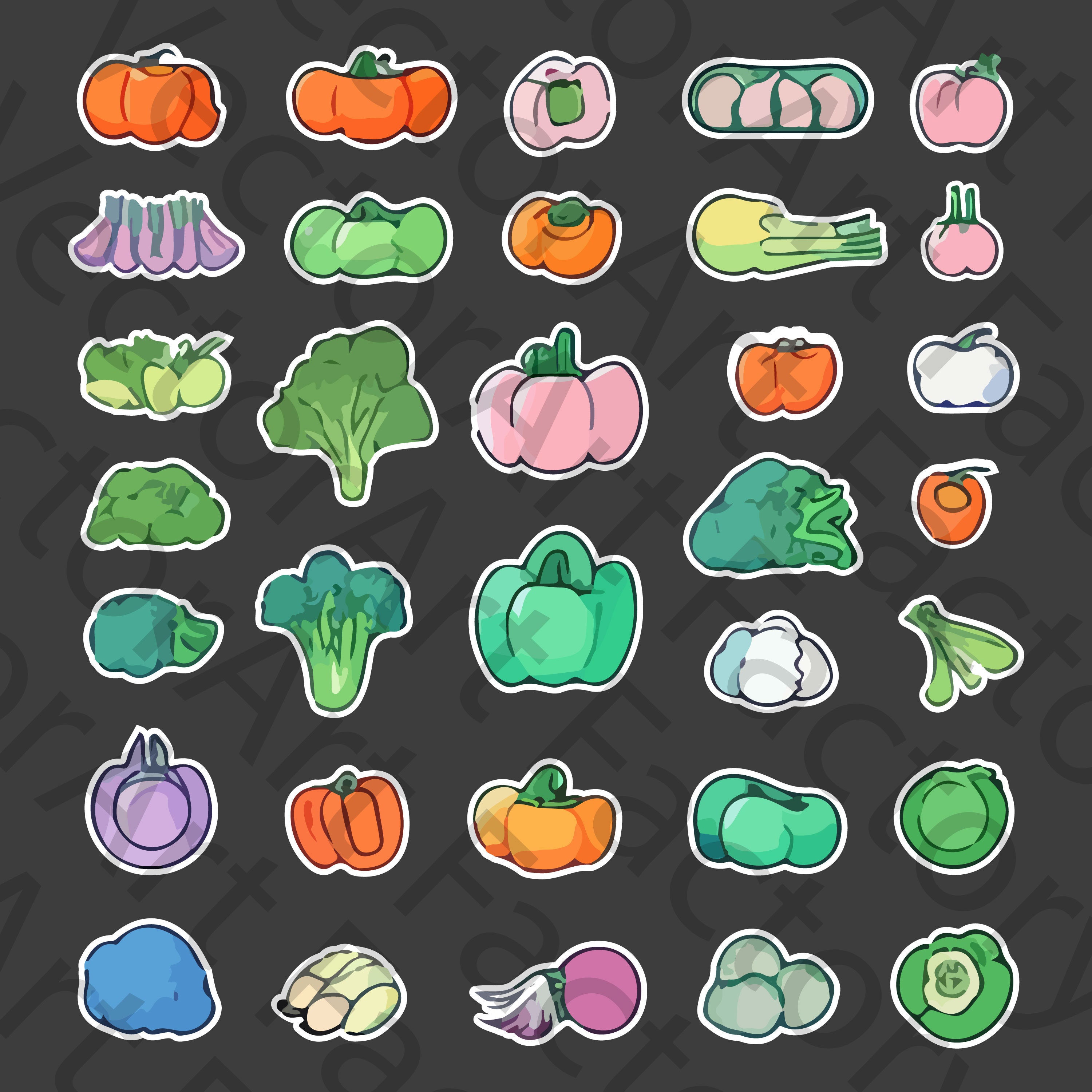 Vegetable Icon Bundle | 33 healthy colors for your design | svg | jpg | Png | eps | digital download | icon pack | Icons svg | vegetable svg