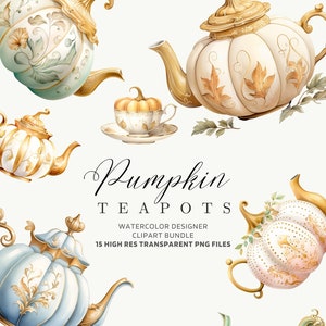 Pumpkin Teapot Clipart Whimsical Halloween Pastels Gold Pink Halloween Pastel Pumpkin Teapot Clipart Bundle Halloween PumpkinTeapot PNG
