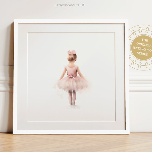 Décoration de chambre d'enfant oeuvre d'art aquarelle ballerine rose blush art mural téléchargement numérique danseuse de ballet affiche chambre de filles ballet tutu