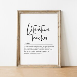 Literature Teacher Thank You Gift Appreciation Gift for Literature Teacher Christmas Gift Download Literature Teacher Definition Poster