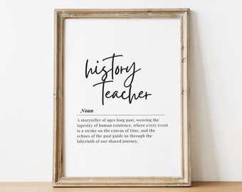 Profesor de Historia Regalo de agradecimiento Regalo de agradecimiento para el profesor de Historia Cita de fin de año Regalo de Navidad Descargar Definición del profesor de Historia