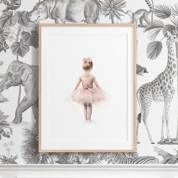 Nursery Decor Watercolor Artwork Blush Pink Ballerina Wall Art Digital Download Ballet Dancer Poster Girls Room Tutu Ballet