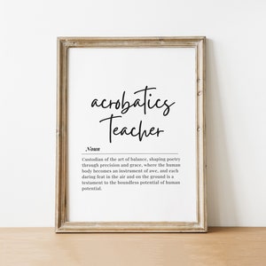Poster de remerciement pour professeur d'acrobatie - téléchargement numérique instantané - cadeau unique pour les professeurs de danse carte de remerciement inspirante cadeau acro