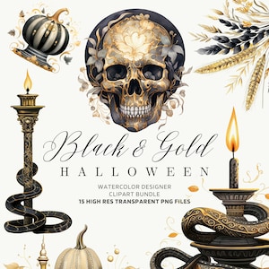Gouden Halloween Clipart grillige Vintage Halloween goud goud Marquee Halloween Decor Clipart bundel elegante Halloween pompoen sneeuwbal PNG