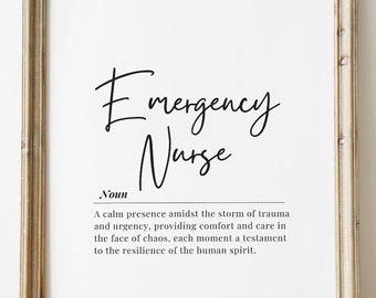 Emergency Nurse Definition Art Print: Healthcare Decor (Digital Download)