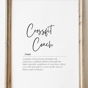 Crossfit Coach Definition Printable Wall Art, Home Gym Decor, Fitness Instructor Gift, Digital Download, Workout Room Poster, Modern