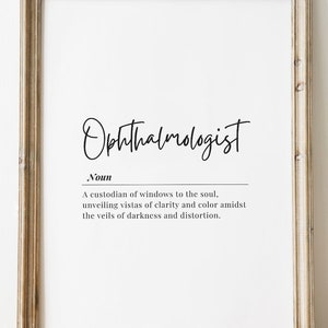Ophthalmologist Definition Printable, Eye Doctor Office Decor, Minimalist Medical Artwork, Optometrist Gift National Doctors Day