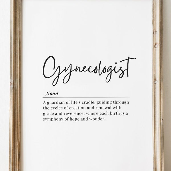 Gynecologist Definition Printable Wall Art, Minimalist Office Decor, Medical Professional Appreciation, National Doctors Day Gift