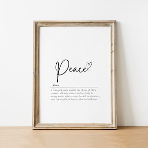 Peace Definition Art Print: Minimalist Home Office Decor (Digital Download)