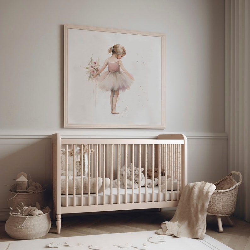 Ballerina Nursery Decor Watercolor Blonde Baby Ballerina Print Instant