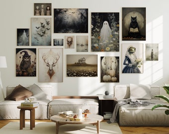 Vintage Spooky Halloween Print Set: Gallery Wall Art (Digital Download)