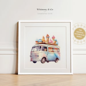 Nursery Decor Ice Cream Truck Wall Art Watercolor Painting Digital Download Kids Room Decor Toddler Girl Room Art