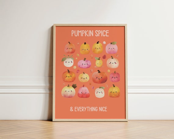 Pumpkin Spice Vintage Kids Halloween Print Cute pumpkin Characters Instant Download Retro Halloween Nursery Decor