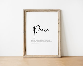Impresión "Definición de Paz": Arte mural zen minimalista (Descarga digital)