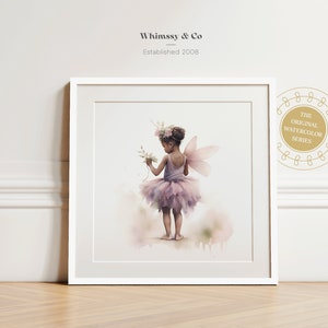 African American Princess Fairy Art Print: Girl Nursery Decor (Digital Download)
