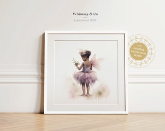 Afroamerikanische Prinzessin Fee Kunstdruck: Mädchen Kinderzimmer Dekor (Digitaler Download)