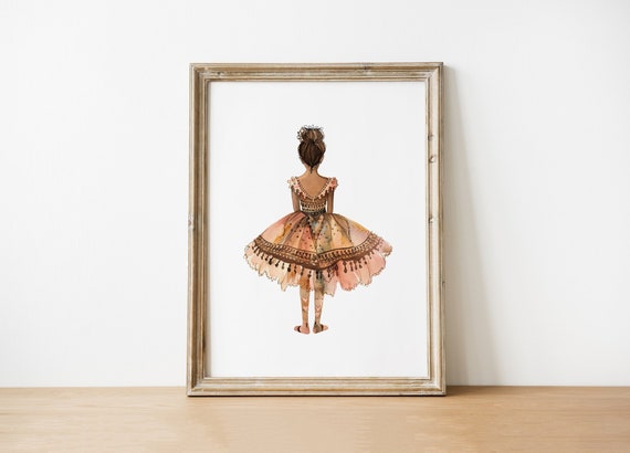 Whimsical Ballerina Art Print: Ballet Dancer Illustration (digital