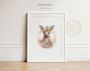 Nursery Wall Kangaroo Art Cute Baby Animal Print Digital Download Included Baby Shower Gift Kangaroo Theme Birthday